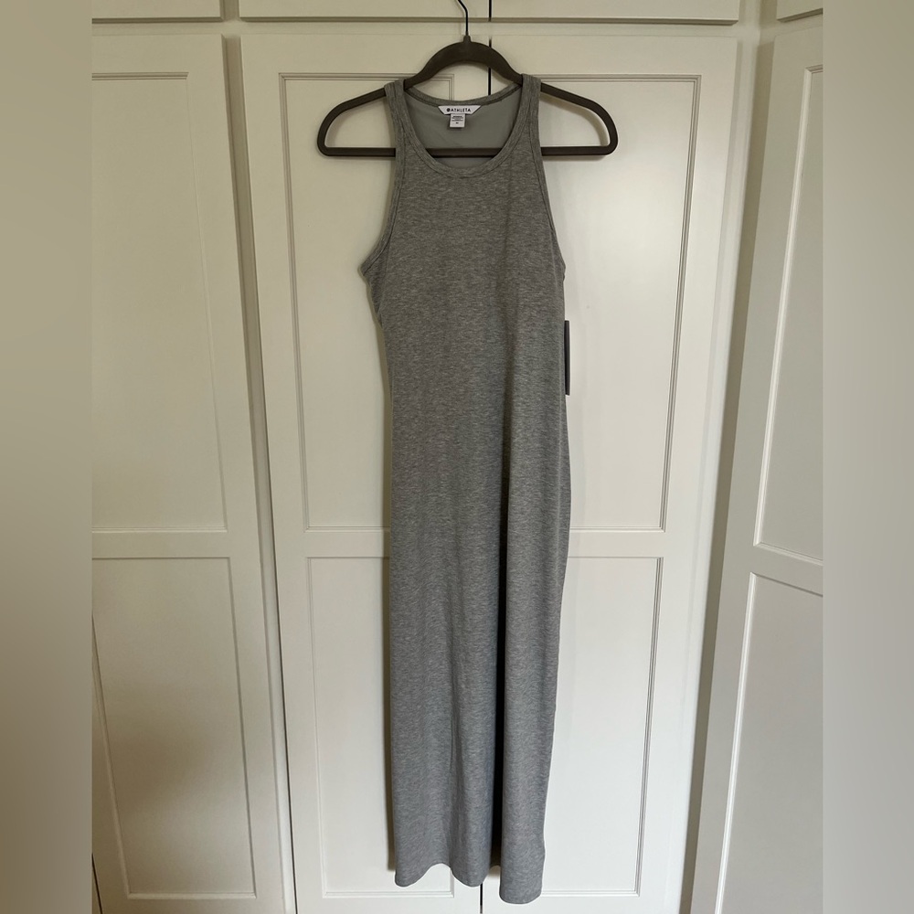 Athleta Signature Rib Maxi Dress Grey Heather NWT